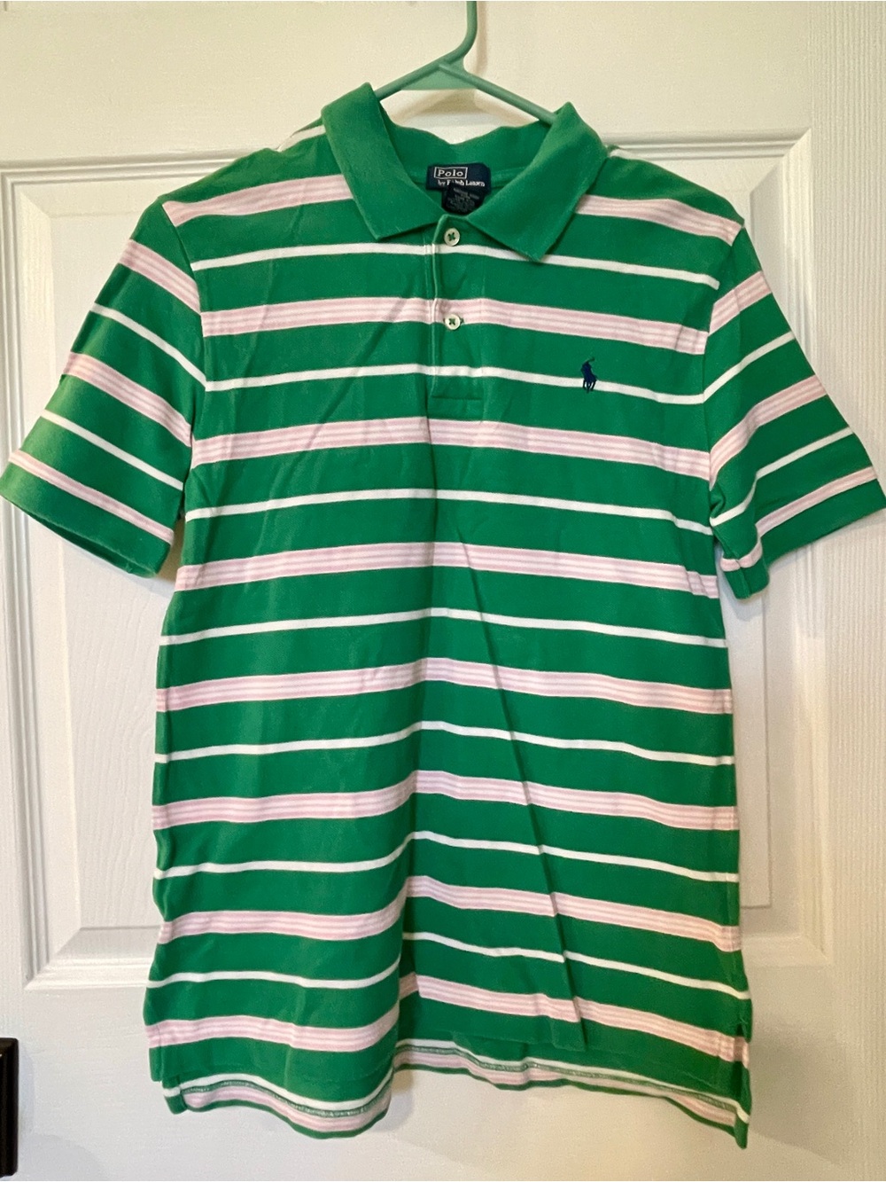 Polo by Ralph Lauren Green, White & Pink Striped Boys Polo